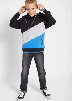 bonprix Jungen 9-16 Jahre·Bademode|Jungen 9-16 Jahre·Sweat & Strick|Hoodie aus reiner Bio-Baumwolle dunkelblau/dunkeltürkis/wiesengrün bedruckt