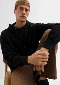 bonprix Große Größen|Basics|Hoodie aus reiner Bio-Baumwolle, Loose Fit schwarz