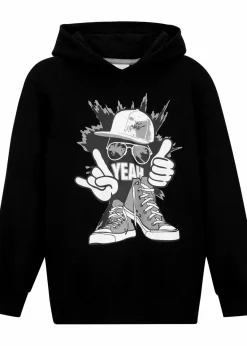 bonprix Jungen 9-16 Jahre·Bademode|Jungen 9-16 Jahre·Sweat & Strick|Hoodie aus weichem Baumwoll-Mix schwarz bedruckt