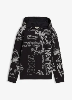 bonprix Jungen 9-16 Jahre·Sweat & Strick|Jungen 2-8 Jahre·Nachhaltigere Materialien|Hoodie aus weichem Baumwoll-Mix schwarz graphisch bedruckt