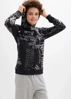 bonprix Jungen 9-16 Jahre·Sweat & Strick|Jungen 2-8 Jahre·Nachhaltigere Materialien|Hoodie aus weichem Baumwoll-Mix schwarz graphisch bedruckt