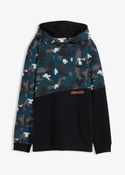 bonprix Jungen 9-16 Jahre·Sweat & Strick|Jungen 2-8 Jahre·Nachhaltigere Materialien|Hoodie mit Bio-Baumwolle schwarz/grau meliert graphisch bedruckt