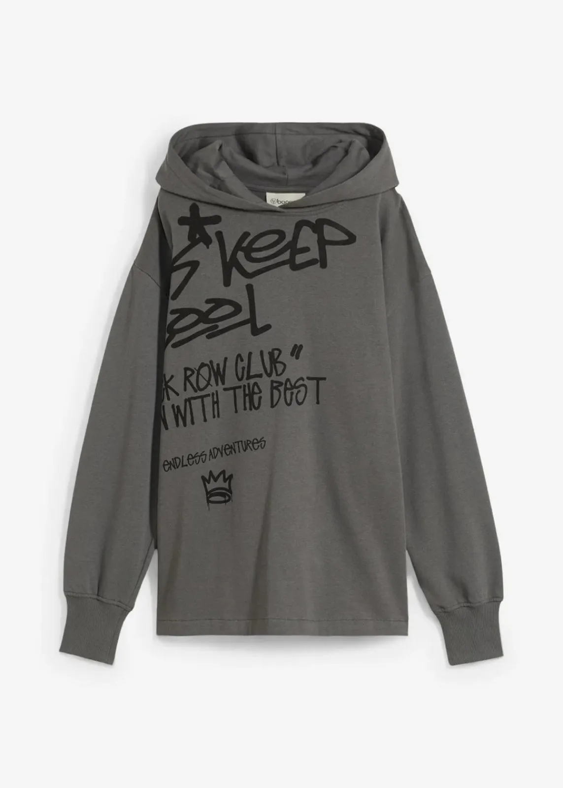 bonprix Jungen 2-8 Jahre·Nachhaltigere Materialien|Jungen 9-16 Jahre·Sweat & Strick|Hoodie mit Graffiti-Print aus reiner Bio-Baumwolle anthrazit bedruckt