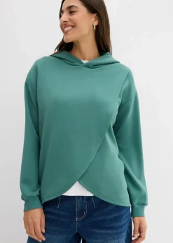 bonprix Sweat|Bekleidung·Blusen & Tuniken|Hoodie mit Kapuze aus softem Viskose-Mix graugrün