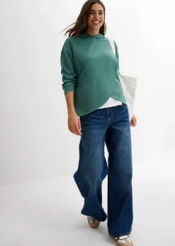 bonprix Sweat|Bekleidung·Blusen & Tuniken|Hoodie mit Kapuze aus softem Viskose-Mix graugrün