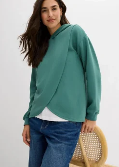 bonprix Sweat|Bekleidung·Blusen & Tuniken|Hoodie mit Kapuze aus softem Viskose-Mix graugrün