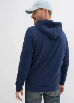 bonprix Große Größen|Sweat|Hoodie mit Lederimitat Details dunkelblau