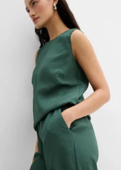 bonprix Hosen|Zweiteiler & Sets|Hose aus aus strukturiertem Crinkle-Viskose-Mix schattengrün