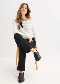 bonprix Bekleidung·Kleider|Hosen|Hose aus Crinkle Jersey schwarz