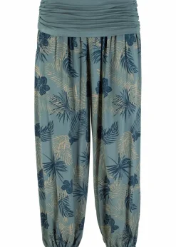 bonprix Bekleidung·Kleider|Hosen|3/4-Hose aus fließendem Viskose-Mix eukalyptusgrün floral