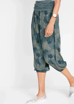 bonprix Bekleidung·Kleider|Hosen|3/4-Hose aus fließendem Viskose-Mix eukalyptusgrün floral