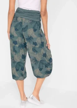bonprix Bekleidung·Kleider|Hosen|3/4-Hose aus fließendem Viskose-Mix eukalyptusgrün floral