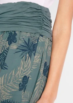 bonprix Bekleidung·Kleider|Hosen|3/4-Hose aus fließendem Viskose-Mix eukalyptusgrün floral