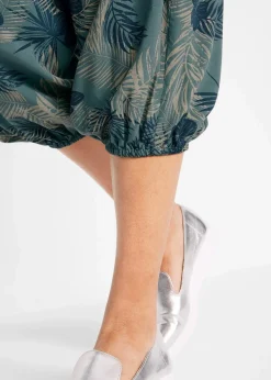 bonprix Bekleidung·Kleider|Hosen|3/4-Hose aus fließendem Viskose-Mix eukalyptusgrün floral