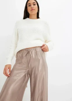 bonprix Bekleidung·Kleider|Hosen|Hose aus glänzendem Satin hellgold metallic