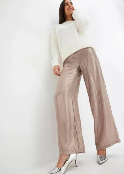 bonprix Bekleidung·Kleider|Hosen|Hose aus glänzendem Satin hellgold metallic