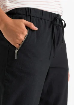 bonprix Bekleidung·Kleider|Hosen|7/8-Hose aus luftigem Leinen-Mix schwarz