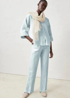 bonprix Bekleidung·Kleider|Premium|Hose aus reinem Leinen eisblau