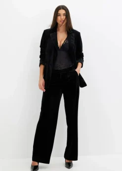 bonprix Hosen|Zweiteiler & Sets|Hose aus softem Samt schwarz