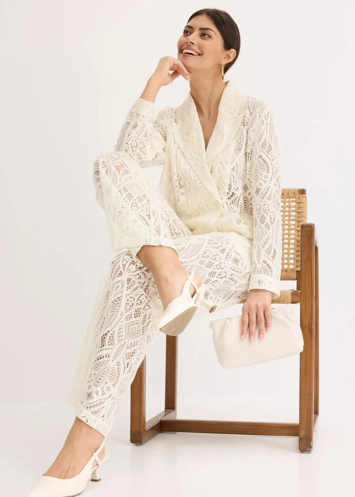 bonprix Hosen|Hose aus Spitze creme