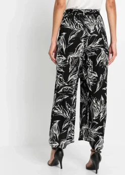 bonprix Bekleidung·Kleider|Hosen|Hose aus strukturierter Viskose schwarz / weiss floral