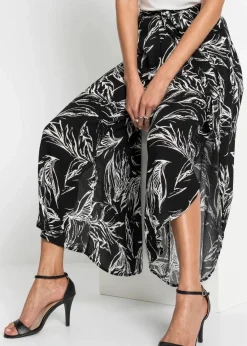 bonprix Bekleidung·Kleider|Hosen|Hose aus strukturierter Viskose schwarz / weiss floral