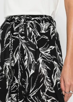 bonprix Bekleidung·Kleider|Hosen|Hose aus strukturierter Viskose schwarz / weiss floral