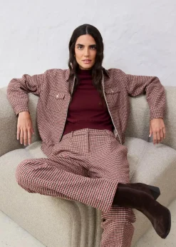 bonprix Bekleidung·Kleider|Premium|Hose aus weichem Woll-Mix mandelbeige/dunkelbraun kariert