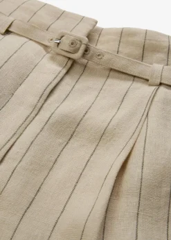 bonprix Bekleidung·Kleider|Premium|Hose mit Gürtel (2-tlg.Set) aus reinem Leinen hellsand gestreift
