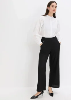 bonprix Bekleidung·Kleider|Hosen|Hose mit Perlen Applikation aus strukturiertem Jersey schwarz