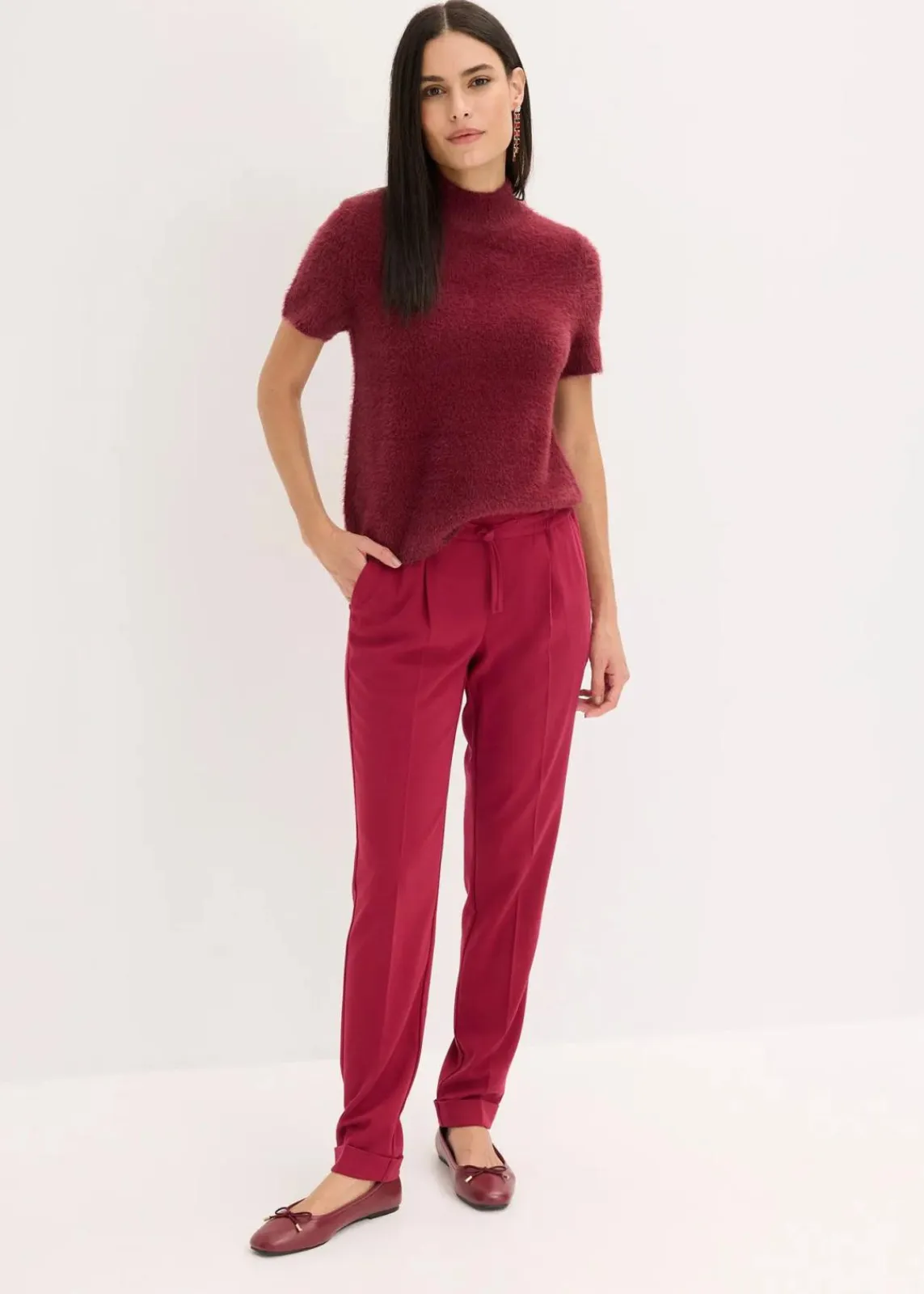 bonprix Hosen|Bekleidung·Kleider|Hose mit Rundumgummizug dunkelrot