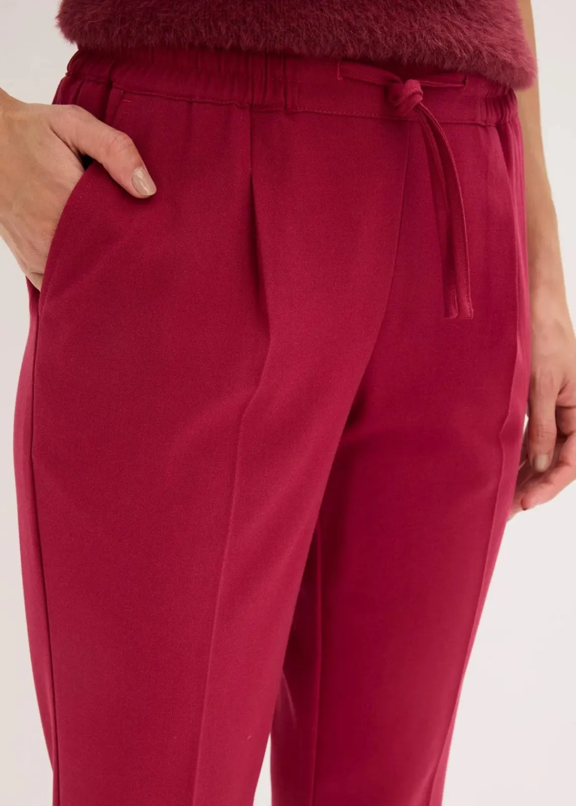 bonprix Hosen|Bekleidung·Kleider|Hose mit Rundumgummizug dunkelrot