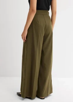 bonprix Bekleidung·Kleider|Hosen|Hose mit Seitenschnallen aus Viskose-Mix dunkeloliv