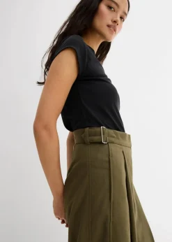 bonprix Bekleidung·Kleider|Hosen|Hose mit Seitenschnallen aus Viskose-Mix dunkeloliv