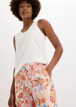 bonprix Bekleidung·Kleider|Hosen|Hose mit Spitze wollweiß bedruckt