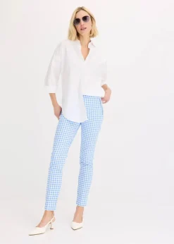 bonprix Bekleidung·Kleider|Hosen|Hose mit Vichy Karo mittelblau/wollweiß kariert