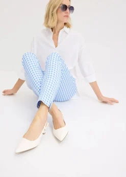 bonprix Bekleidung·Kleider|Hosen|Hose mit Vichy Karo mittelblau/wollweiß kariert