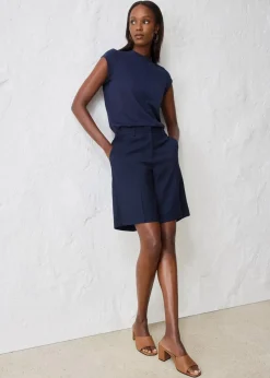 bonprix Hosen|Premium|Hosenrock mit Wollanteil dunkelblau meliert