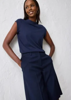 bonprix Hosen|Premium|Hosenrock mit Wollanteil dunkelblau meliert