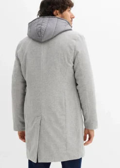 bonprix Jacken & Mäntel|Große Größen|2-in-1 Blazermantel mit herausnehmbaren Kapuzeneinsatz grau meliert/grau