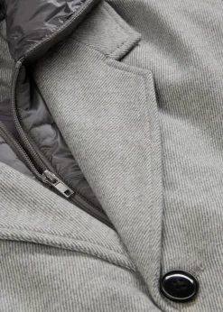 bonprix Jacken & Mäntel|Große Größen|2-in-1 Blazermantel mit herausnehmbaren Kapuzeneinsatz grau meliert/grau