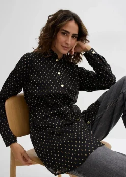 bonprix Bekleidung·Blazer|Umstandsmode|2-in-1 Bluse für die Schwangerschaft und danach aus Chiffon schwarz/gold