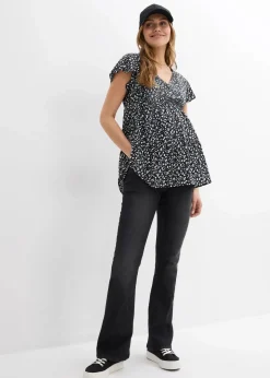 bonprix Umstandsmode|2-in-1 Umstands- und Stillbluse aus fließender Viskose schwarz/weiß