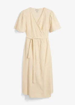 bonprix Bekleidung·Blazer|Umstandsmode|2-in-1 Umstands- und Stillkleid aus Baumwoll-Musselin kieselbeige