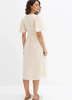 bonprix Bekleidung·Blazer|Umstandsmode|2-in-1 Umstands- und Stillkleid aus Baumwoll-Musselin kieselbeige