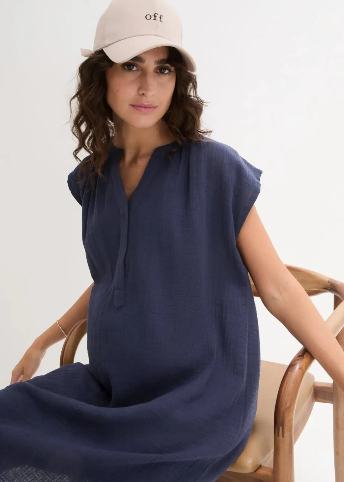 bonprix Bekleidung·Blazer|Umstandsmode|2-in-1 Umstands- und Stillkleid aus Baumwollmusselin dunkelblau