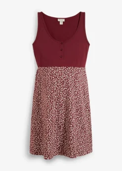bonprix Bekleidung·Blazer|Umstandsmode|2-in-1 Umstands- und Stillkleid aus Bio-Baumwolle dunkelbeere/weiß geblümt