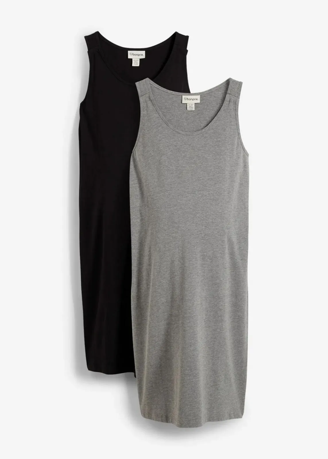 bonprix Bekleidung·Blazer|Umstandsmode|2-in-1 Umstands- und Stillkleid aus Baumwolljersey (2er Pack) schwarz+ dunkelgrau meliert