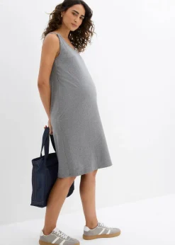 bonprix Bekleidung·Blazer|Umstandsmode|2-in-1 Umstands- und Stillkleid aus Baumwolljersey (2er Pack) schwarz+ dunkelgrau meliert