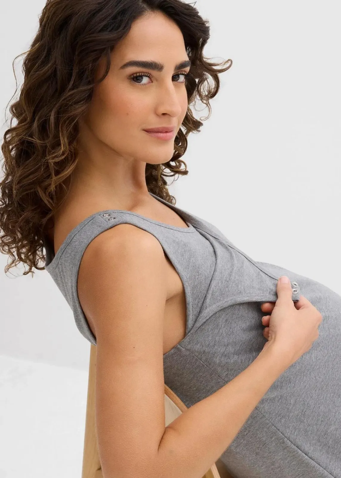 bonprix Bekleidung·Blazer|Umstandsmode|2-in-1 Umstands- und Stillkleid aus Baumwolljersey (2er Pack) schwarz+ dunkelgrau meliert